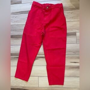 Big Bud Press pencil pants, Mustang Red, size medium (hemmed)
